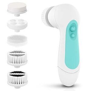 Waterproof Facial Cleansing Spin Brush Set With 5 Exfoliating Brush Heads -
